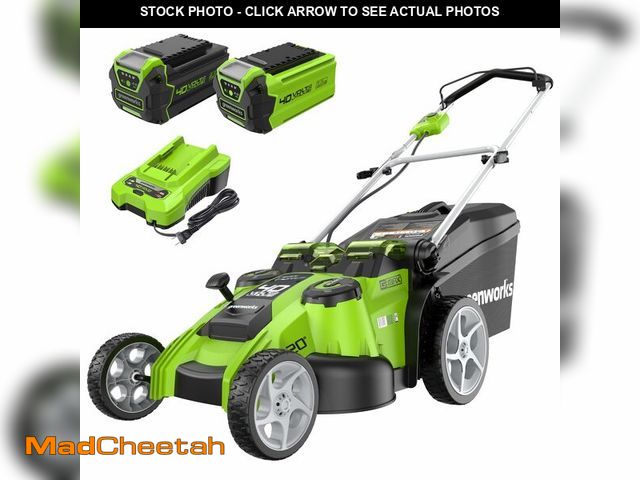 Lot 74-13788583 - (MISSING CHARGER, ONE BATTERY) Greenworks 40V 20" Twin Blade Mower, 4.0Ah + 2.0Ah Battery  (missing ...