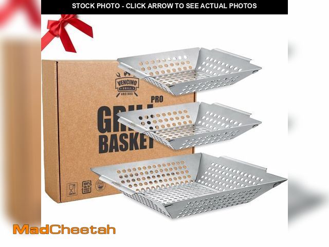 Lot 74-12449686 - 3 Pack Grill Baskets for Outdoor Grill, Heavy Duty Stainless Steel Vegetable Grill Basket, Grilling ...