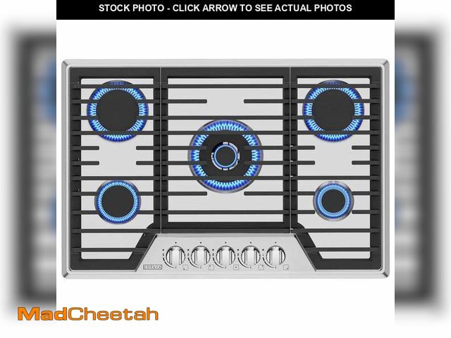 Lot 74-12988849 - Empava Pro-Style 30 in. Built-In Gas Cooktop in Stainless Steel with 5-Burners Including a 18000 BTU...