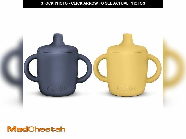 Lot 74-14336038 - KIDSco. Silicone Sippy Cups (2 Pack) Ã¢â¬â Soft Spout &amp; Easy Grip Handles for Babies 6+ month...