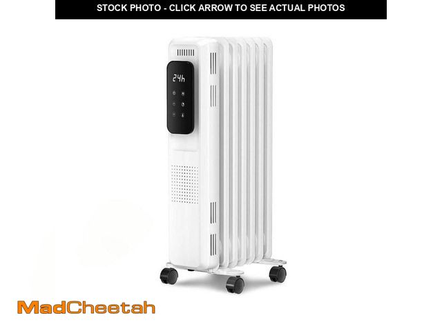 Lot 74-12746725 - R.W.FLAME 1500W Portable Electric Oil Heater with LCD Display and Anti-Tip Protection in White - UNU...