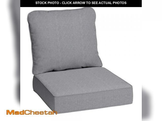 Lot 74-12089953 - Hampton Bay 24 in. W x 24 in. D Cushionguard Deep Seat Universal Outdoor Cushion in Stone Gray - UNU...