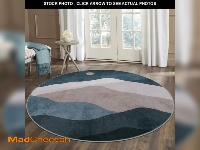 Lot 74-12442798 - Sungea 6ft Abstract Round Rugs for Bedroom,Soft Washable Non-Slip Large Circle Rug,Chic Faux Wool Mo...