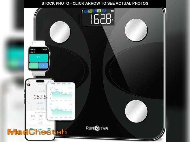 Lot 74-12716839 - Scale for Body Weight and Fat Percentage, RunSTAR Digital Accurate Bathroom Smart Scale with Large D...