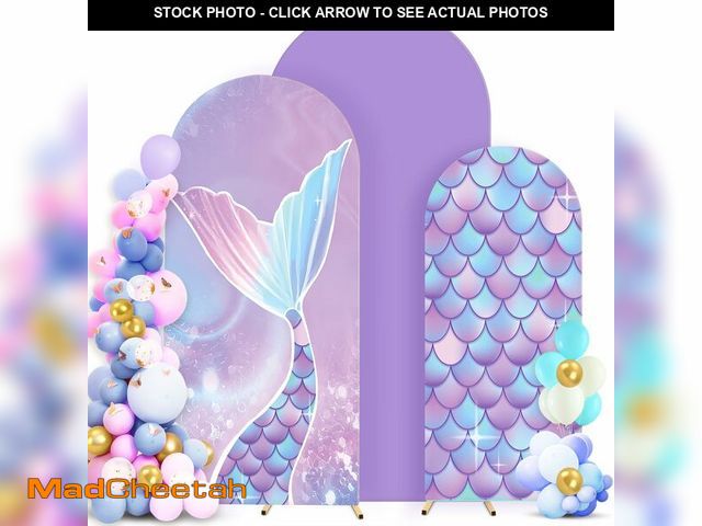 Lot 74-12607382 - Set of 3 Mermaid Arch Backdrop Cover 8ft, 7.2ft, 6.6ft, Spandex Fitted Wedding Arch Covers for Weddi...
