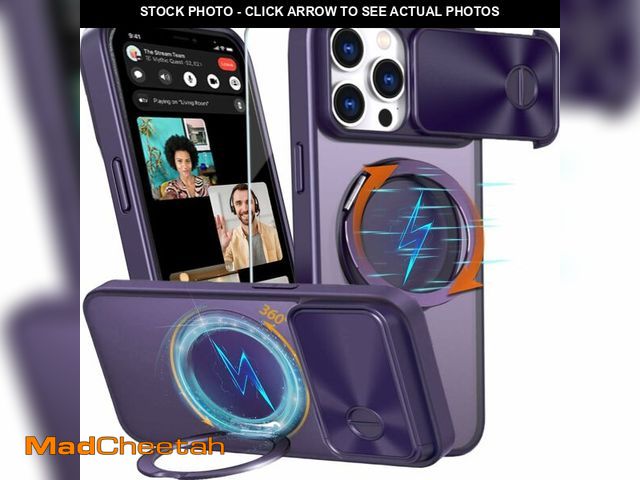 Lot 74-12707264 - WATEFULL 360ÃÂ° Rotatable Magnetic Ring for iPhone 15 Pro Max Case with Stand Sliding Camera Cover,...