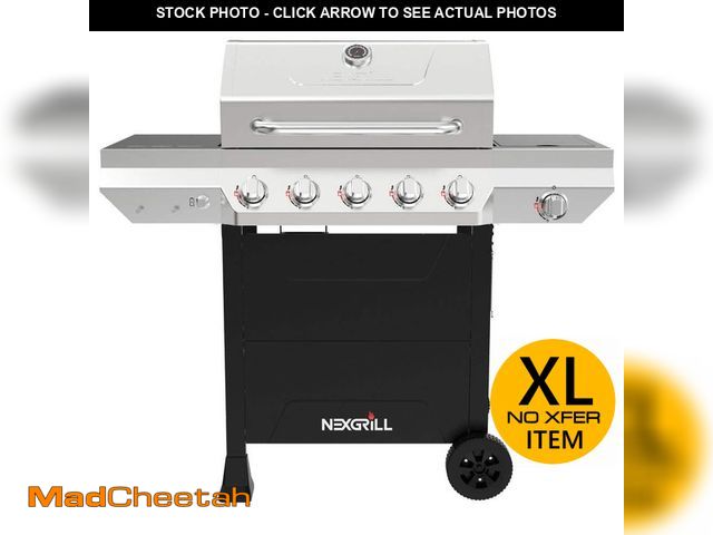 Lot 74-14364113 - Nexgrill 5-Burner Propane Gas Grill in Stainless Steel with Side Burner - UNUSED
