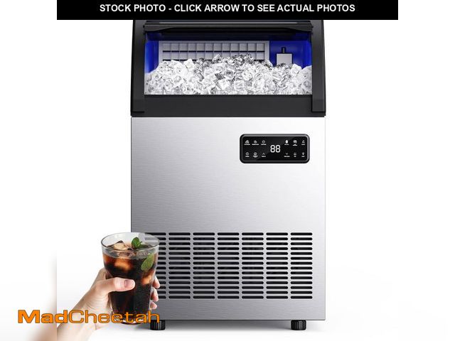 Lot 74-14256707 - SIMZLIFE 18.9 in. 200 lb./24H Full Ice Sizes Freestanding Commercial Ice Maker in Stainless Steel, Q...