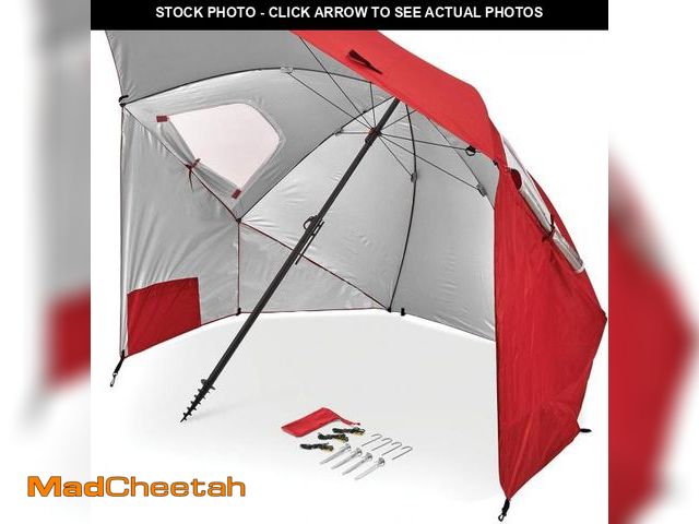 Lot 74-12210315 - Sport-Brella Premiere XL UPF 50+ Umbrella Shelter for Sun and Rain Protection (9-Foot, Red), Model:B...