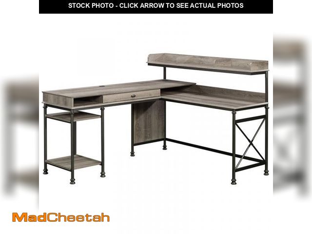 Lot 74-12401359 - Sauder Canal Street L-Shaped Desk, Northern Oak - UNUSED