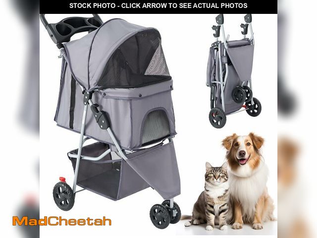 Lot 74-14305681 - KMFurnila 3 Wheel Pet Stroller for Dogs and Cats, Foldable, Lightweight and Durable, Ideal for Small...