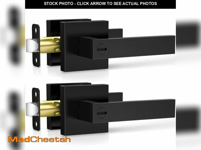 Lot 74-14051811 - Plustool 2 Pack Matte Black Door Handles Interior, Keyless Interior Door Knobs, Privacy Door Locks f...
