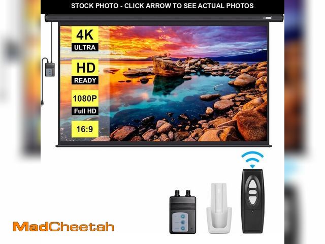 Lot 74-12899413 - VIVOHOME Motorized Projector Screen with Remote, 16:9 100 Inch Auto Electric Projection Screen, HD 4...