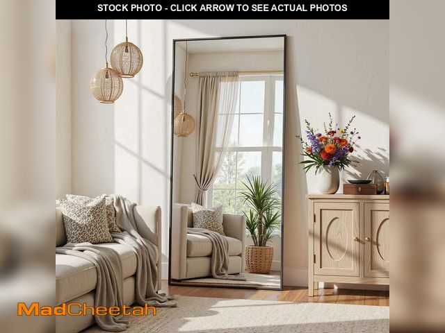 Lot 74-14438554 - Cuteday 58"x18" Rectangular Full Length Mirror Aluminum Frame Floor Mirror with Aluminum Frame, Blac...