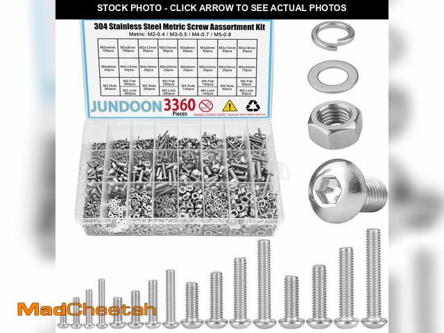 Lot 74-14263731 - 3360Pcs Metric Machine Screw Assortment Kit, M2 M3 M4 M5 304 Stainless Steel Hex Socket Button Head ...