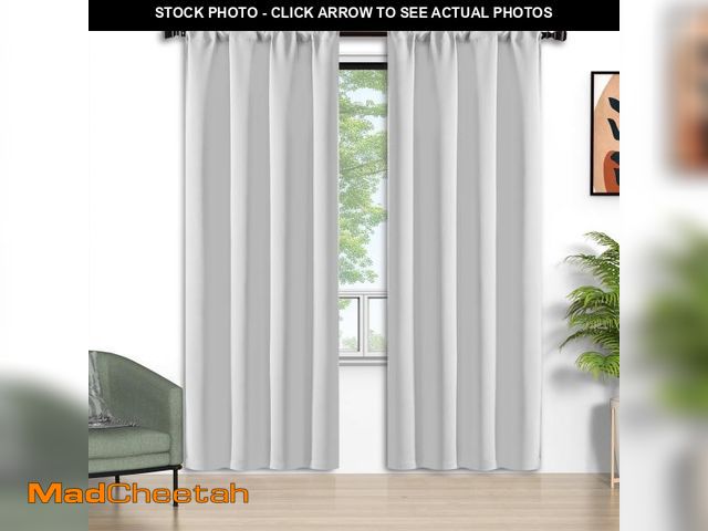 Lot 74-12525792 - White Blackout Curtains 2 Panels Set, 52x84 inch Rod Pocket Room Darkening Curtains, Thermal Insulat...
