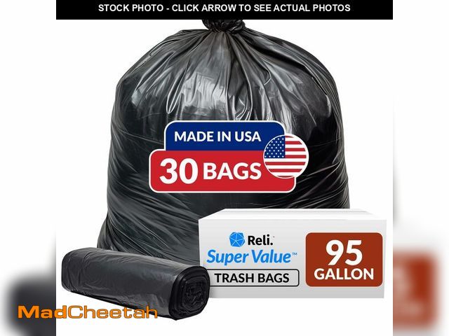 Lot 74-13953801 - Reli. 95 Trash Bags Heavy Duty | 30 Trash Bags | Super Sizeable for Serious Garbage Cleanup (Black) ...