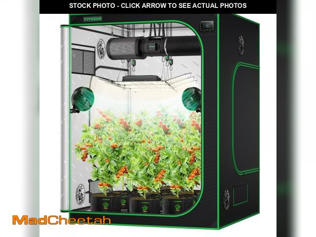 Lot 74-12165232 - VIVOSUN S558 5x5 Grow Tent, 60"x60"x80" High Reflective Mylar with Observation Window and Floor Tray...