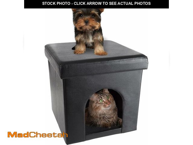 Lot 74-14279525 - Cat House Ã¢â¬â Collapsible Multipurpose Small Dog or Cat Ottoman with Footrest, Cushioned Top, a...