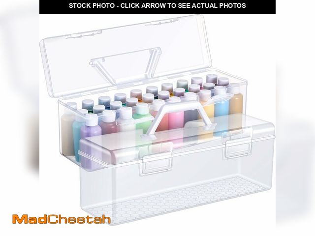 Lot 74-12460076 - Threehoney 2 Pcs Paint Storage Box for 2 Fl. oz Acrylic Paints, Acrylic Portable Craft Art Organizer...