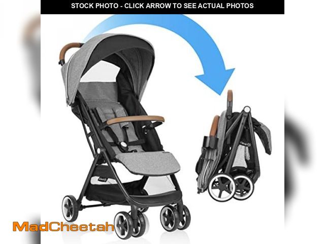 Lot 74-12209957 - Evenflo Travel Stroller, Self-Folding, Lightweight, Fits Baby Car Seat, Gold Otto, Moonstone - USED