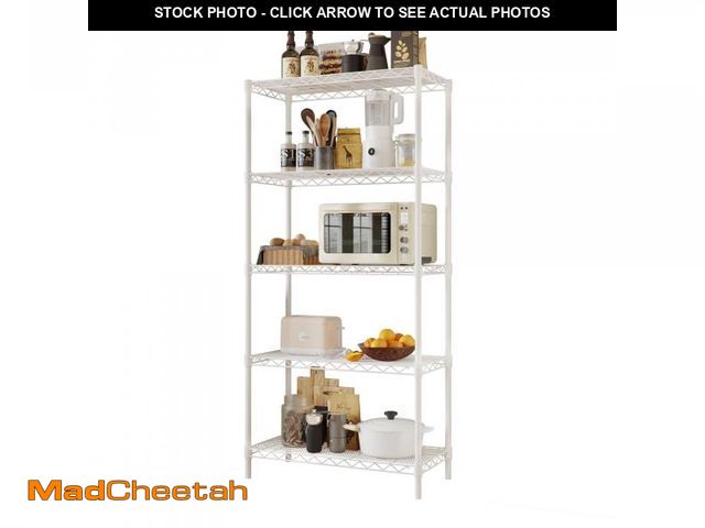 Lot 74-12479912 - Ktaxon 5-Tier Wire Shelving Unit, Steel Storage Rack for Garage Office Kitchen White, 30" W x 14" D ...