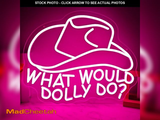 Lot 74-14274125 - What Would Dolly Do Neon Sign,Cowgirl Neon Signs for Wall Decor Country Retro Style Dimmable Pink Co...