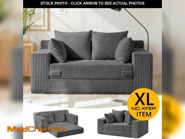 Lot 74-14610204 - Winzon Boneless Loveseat, 3 in 1 Convertible Sofa Bed Sleeper Sofa Floor Futon Bed with 4 Pillows, 5...