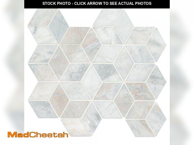 Lot 74-12255544 - MSI Arabescato Carrara Venato Cube 12 in. x 12 in. Mixed Marble Mesh-Mounted Mosaic Floor and Wall T...