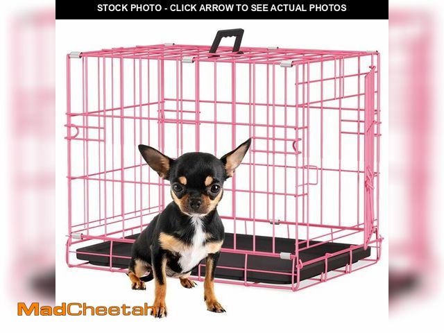 Lot 74-13069604 - BestPet | Dog Crate | 18" | Pink | Foldable Metal Kennel with Single Doors, Secure Slide-Bolt Latche...