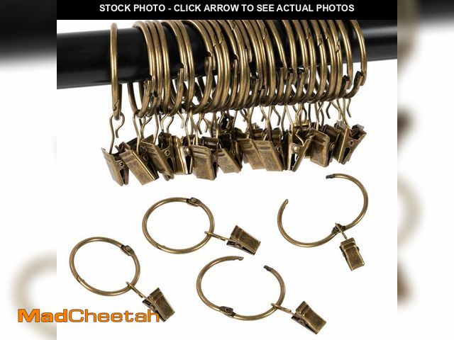 Lot 74-14151230 - Openable Curtain Rings with Clips,3inch Inner Diameter,Heavy Duty Rustproof Metal Decorative Vintage...