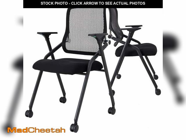Lot 74-14288254 - BROBRIYO 2 Pack Stackable Folding Chairs with Cushion Padded Mesh Bouncing Back Conference Room Chai...