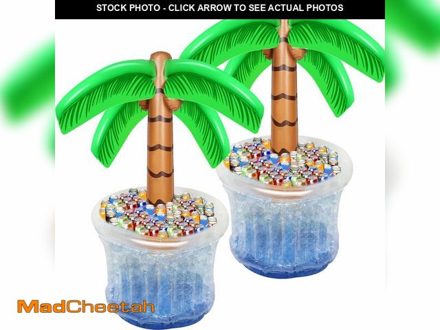 Lot 74-14274661 - Zcaukya Set of 2 Inflatable 60" Blow Up Palm Tree Cooler for Tropical Hawaiian Party Supplies Pool P...