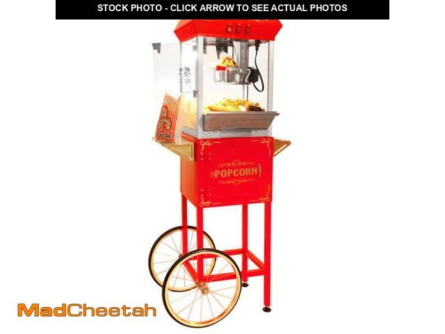 Lot 74-12206012 - Foundation Popcorn Maker Machine with Cart - 8oz Stainless Steel Kettle Makes up to 48 Cups - Movie ...