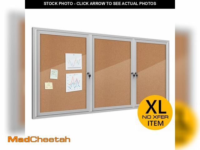 Lot 74-12568575 - (DENTED FRAME) Mifuro 70"x34" Enclosed Bulletin Board, Outdoor Lockable Weather-Resistant Aluminum C...