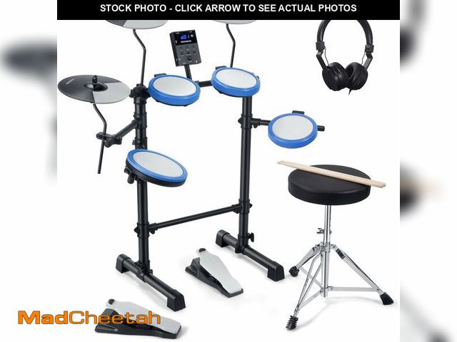 Lot 74-13710418 - Rocksocki Electric Drum Set, Electronic Drum Kit for Beginner Junior with 180 Sounds, 4 Quiet Mesh P...