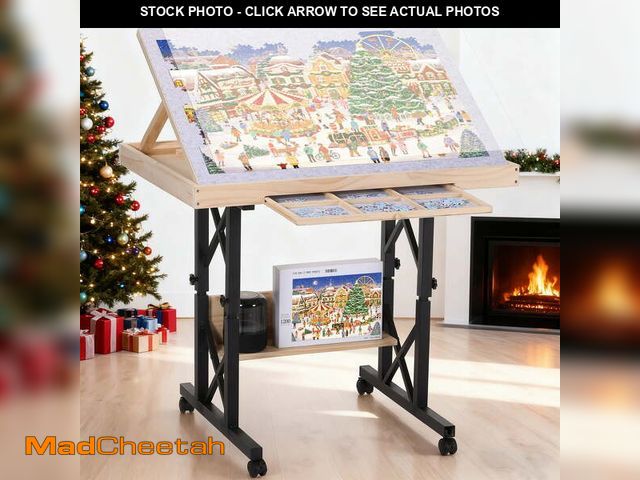 Lot 74-13043054 - FUNTOK 1500 Pieces Puzzle Table with 4 Wheels, Jigsaw Puzzle Table with Drawers Adjustable in Height...