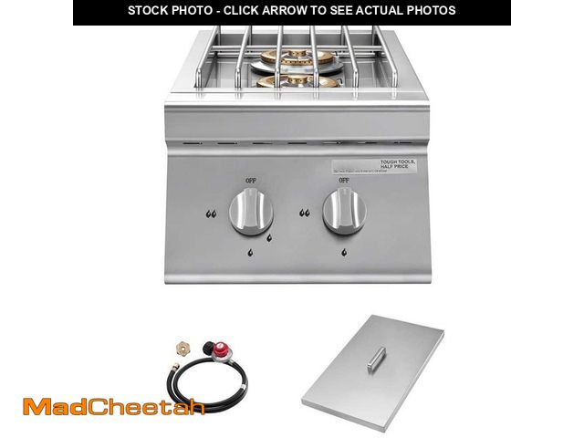 Lot 74-13225616 - VEVOR Double Grilling Side-Burners, 2 x 15, 000BTU Liquid Propane Side Burner for Outdoor Kitchen, C...