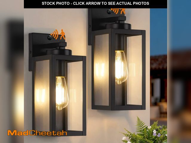 Lot 74-14378533 - BesLowe Upgraded Motion Sensor Outdoor Wall Lights, Matte Black, 2-Pack - UNUSED