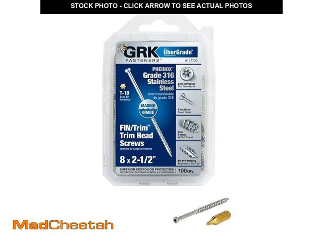 Lot 74-14073365 - #8 x 2-1/2 in. Star Drive Flat Head Stainless Steel Trim Screw (100-Pack) - UNUSED