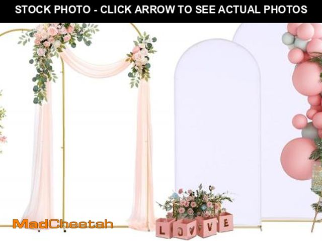 Lot 74-12326504 - Fullvaseer Arch Backdrop Stand and Cover Set,6.6FT, 6FT Wedding Arch Frame,Balloon Arch Stand for Bi...