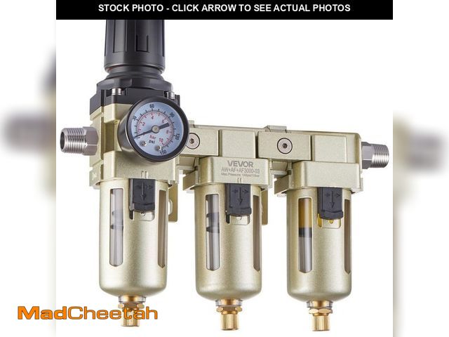 Lot 74-14559304 - VEVOR Air Compressor Filter Regulator, 3/8 in. NPT 3-Stage 5?m/1?m/0.01?m Filters, Semi Auto Drain, ...