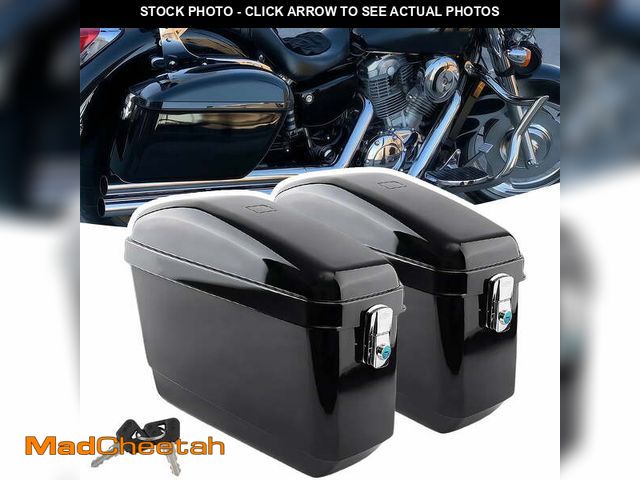 Lot 74-13818973 - (MISSING KEYS) Large Hard Saddle Bag Trunk W/brackets For Motorcycle Compatible With Harley Dyna Hon...