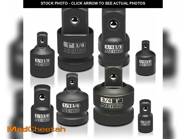 Lot 74-13766859 - NEIKO 30223A 8 PC Impact Socket Adapter Set, Standard SAE Size, Cr-V Steel, Impact Driver &amp; Wren...