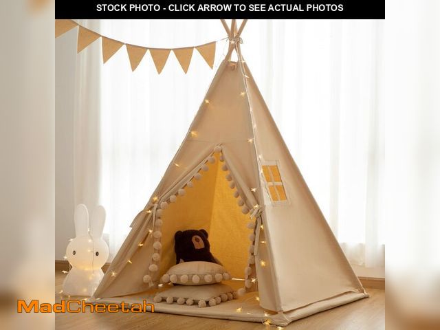 Lot 74-14152399 - RONGFA Teepee for Kids Tent Indoor with Floor Mat,Carry Bag,Banner,Play Cottage with Star Light, Cot...