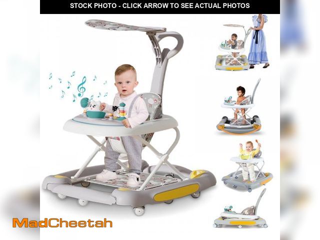 Lot 74-12512414 - FACNOATIHN 6-in-1 Baby Walker, Foldable Push Walker with Musical Activity Station, 6-24 Months, Gray...