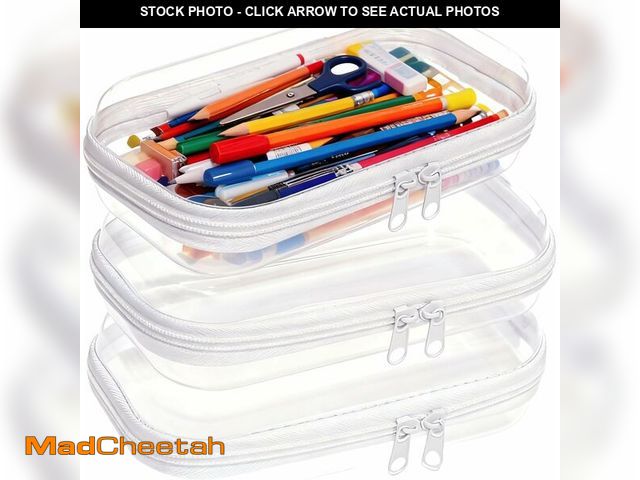 Lot 74-13964316 - PGAXM 3PCS Clear Hard Plastic Zipper Case, Double Zippers Hard Pouch, Portable Travel Organizer Bin ...