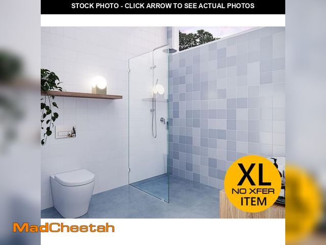 Lot 74-14224341 - Vela 35.5 in. W x 78 in. H Frameless Fixed Single Panel Shower Door in Brushed Nickel Without Handle...