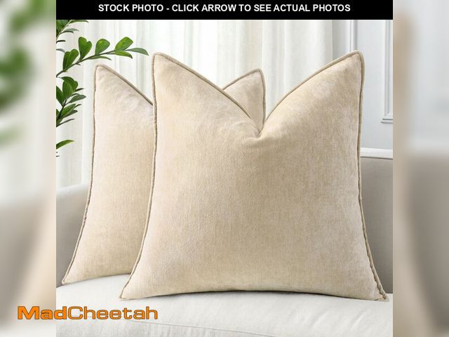 Lot 74-14146435 - decorUhome Summer Couch Euro Sham Throw Pillow Covers 22x22 Set of 2, Decorative Soft Velvet Modern ...