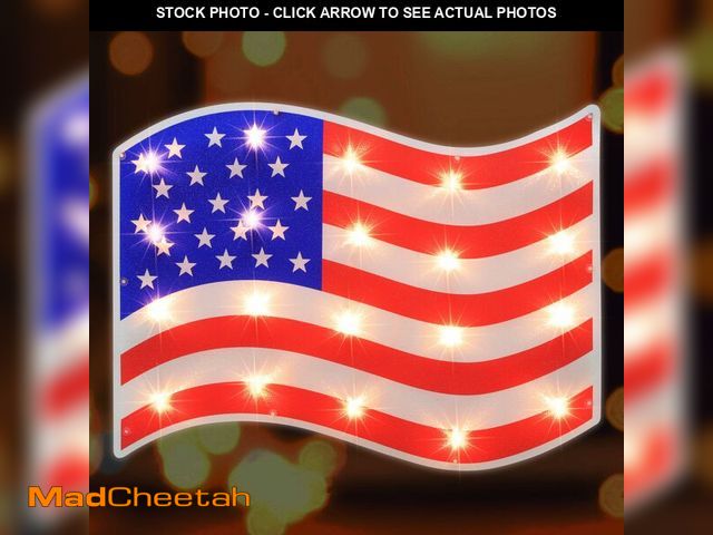 Lot 74-14267637 - GLOWNOVA 20L Patriotic American Flag Shimmer Window Decoration - USED
